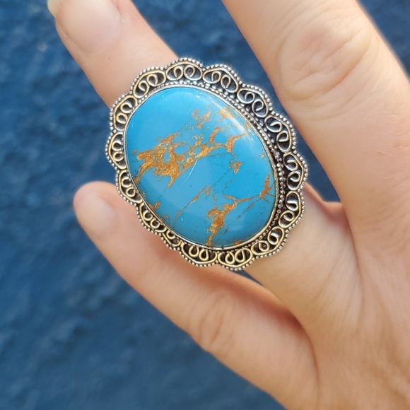 New Copper Turquoise 925 Silver Ring. - Picture 1 of 16
